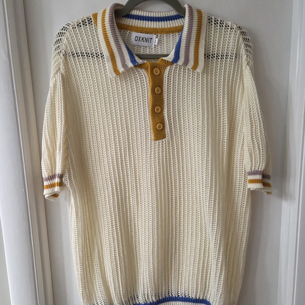 OXKNIT Cream Knit Polo Shirt